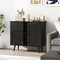Black Wooden Sideboard Cabinet with 6 Wine Bottle Rack Storage Drawer and 2 Door Compartments